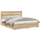 Bed Frame with Drawer Sonoma Oak 200 x 200 cm Engineered Wood 3411939