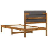 Bed Frame with Upholstered Headboard Natural and Light Grey 904191