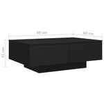 ZNTS Coffee Table Black 90x60x31 cm Engineered Wood 804176