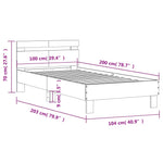 ZNTS Bed Frame with Headboard Concrete Grey 100x200 cm Engineered wood 838529