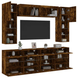 6 Piece TV Wall Cabinet Set with LED Lights Smoked Oak 3216801