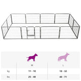 170573 Dog Playpen 12 Panels Steel 80x60 cm Black