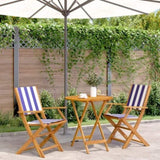 3 Piece Bistro Set Blue and White Fabric and Solid Wood 3281861