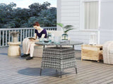 Wicker Garden Rattan Table, Patio Furniture Outdoor Coffee Table with Umbrella Hole and Tempered T3398P317654