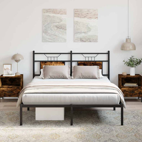 Bed Frame without Mattress Smoked Oak 150x200 cm King Size Engineered Wood 4106745