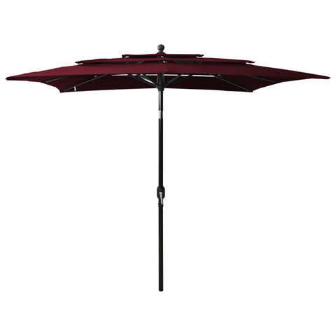 3-Tier Garden Parasol with Aluminium Pole Bordeaux Red 2.5x2.5 m 313840