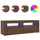 TV Cabinet with LED Lights Brown Oak 120x35x40 cm 815689