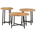 ZNTS Nesting Coffee Tables 3 pcs Solid Wood Mango and Iron 371971