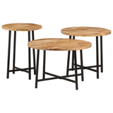 ZNTS Nesting Coffee Tables 3 pcs Solid Wood Mango and Iron 371971