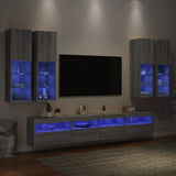 7 Piece TV Wall Cabinet Set with LED Lights Grey Sonoma 3216776