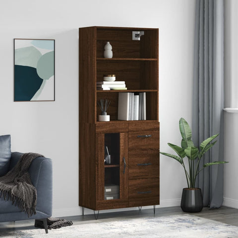 Highboard Brown Oak 69.5x34x180 cm Engineered Wood 3189508