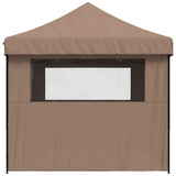 Foldable Party Tent Pop-Up with 4 Sidewalls Brown 4005028