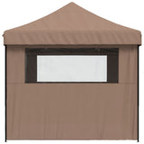 ZNTS Foldable Party Tent Pop-Up with 4 Sidewalls Brown 4005028