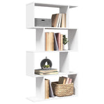 ZNTS Room Divider Bookcase 4-Tier White 70x24x129 cm Engineered Wood 858102