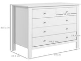 Modern Chest of Drawers, 5 Drawer Storage Cabinet with Metal Handles and Runners for Bedroom, White T3398P344211