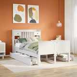 Bookcase Bed without Mattress White 135x190 cm Double Solid Wood Pine 3308937