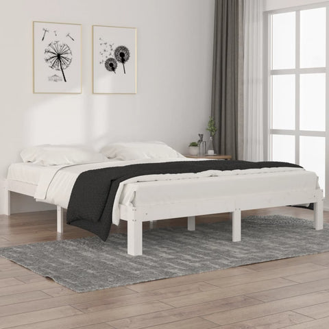 Bed Frame without Mattress White Solid Wood Pine 160x200cm 810376