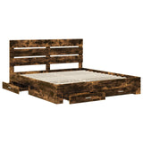Bed Frame with Drawer Smoked Oak 180 x 200 cm Engineered Wood 3411947
