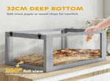 Wooden Hamster Cage with Detachable 32cm Deep Bottom, Hut, Seesaw, Exercise Wheel, Ramp, 60 x 40 x T3398P425407