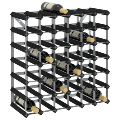 ZNTS Wine Rack for 42 Bottles Black Solid Pine Wood 325915