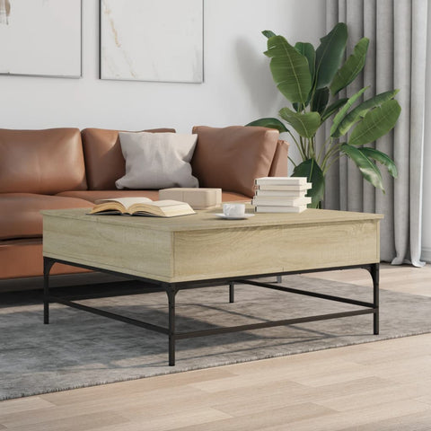 ZNTS Coffee Table Sonoma Oak 95x95x45 cm Engineered Wood and Metal 3217065