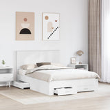 Bed Frame with Headboard White 140 x 200 cm Engineered Wood 3409649