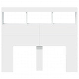 Headboard Cabinet with LED White 120x17x102 cm 839189