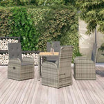 ZNTS 5 Piece Garden Dining Set Grey Poly Rattan&Solid Wood Acacia 3157619