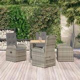 ZNTS 5 Piece Garden Dining Set Grey Poly Rattan&Solid Wood Acacia 3157619