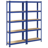 5-Layer Storage Shelves 2 pcs Blue Steel&Engineered Wood 3307586
