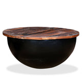 ZNTS Coffee Table Solid Reclaimed Wood Black Bowl Shape 245259