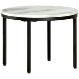 Coffee Table White and Black 50 cm Real Solid Marble 286411