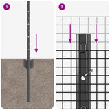 Fence with Post Grey 0.4 x 100 m Steel and PVC 3336646