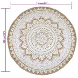 Area Rug Braided Jute Printed 150 cm Round 245341