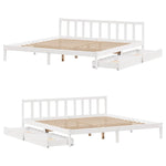 ZNTS Bed Frame without Mattress White 180x200 cm Super King Solid Wood Pine 3301482