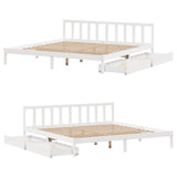 ZNTS Bed Frame without Mattress White 180x200 cm Super King Solid Wood Pine 3301482