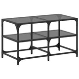 Coffee Table with Black Glass Top 78.5x40x45 cm Steel 846011