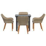 Garden Dining Set with Cushion 5 pcs Beige Poly Rattan 3261699