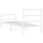 Metal Bed Frame without Mattress with Footboard White 75x190cm 355422