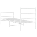 Metal Bed Frame without Mattress with Footboard White 75x190cm 355422