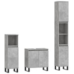 ZNTS 3 Piece Bathroom Cabinet Set Concrete Grey Engineered Wood 3187801