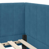 Corner Bed Frame with Headboard Blue 100 x 200 cm Velvet 42016357