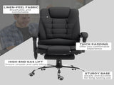 Office Chair with 6 Point Massage Back Heat, Linen Desk Chair with Footrest Adjustable Height T3398P343362