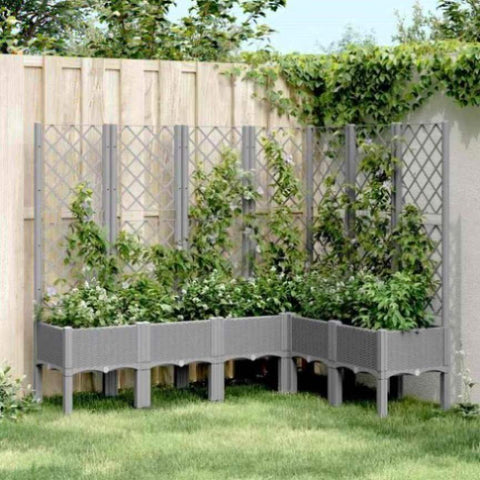 Garden Planter with Trellis Light Grey 160x120x142 cm PP 367937