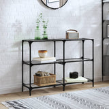 Console Table with Transparent Glass Top 118.5x30x81 cm Steel 846030