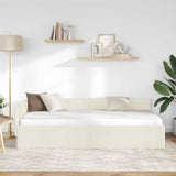 Corner Bed Frame with Headboard Cream 90 cm x 190 cm Velvet 42016078