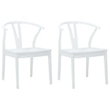 Dining Chair 2 pcs White and White Solid Rubber Wood 42020417