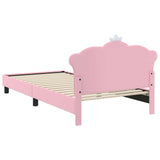 Children's Bed Frame with Headboard Pink 90 x 190 cm PU 42011082