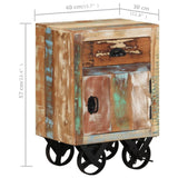 ZNTS Bedside Cabinet with Wheels 40x30x57 cm Solid Reclaimed Wood 328316