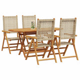 Garden Dining Set Folding 5 pcs Beige Solid Acacia Wood 3375734